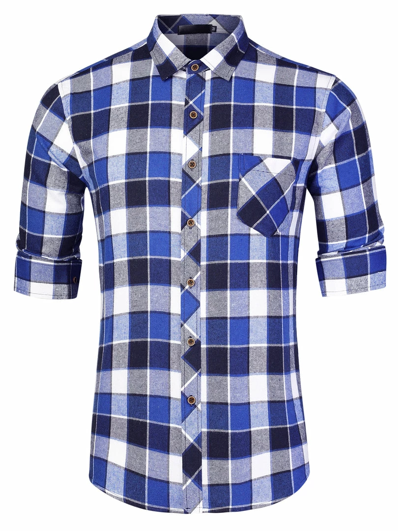 Allegra K Men's Casual Long Sleeve Button Down Plaid Checked Dress Shirts 16 Allegra K Men's Casual Long Sleeve Button Down Plaid Checked Dress Shirts
