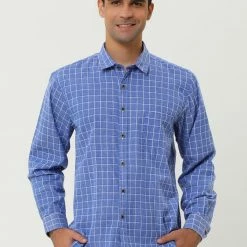 Allegra K Men's Casual Long Sleeve Button Down Plaid Checked Dress Shirts 54 Allegra K Men's Casual Long Sleeve Button Down Plaid Checked Dress Shirts