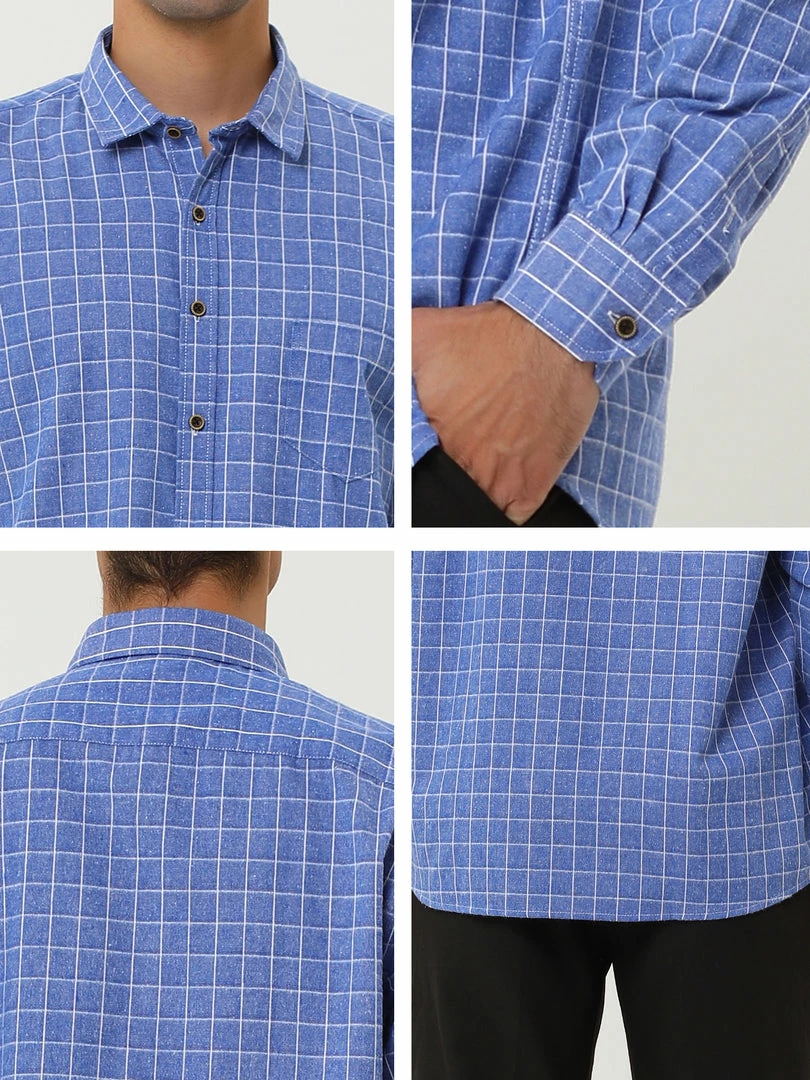 Allegra K Men's Casual Long Sleeve Button Down Plaid Checked Dress Shirts 9 Allegra K Men's Casual Long Sleeve Button Down Plaid Checked Dress Shirts