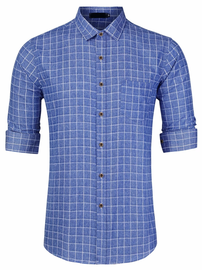 Allegra K Men's Casual Long Sleeve Button Down Plaid Checked Dress Shirts 4 Allegra K Men's Casual Long Sleeve Button Down Plaid Checked Dress Shirts