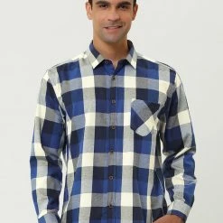 Allegra K Men's Casual Long Sleeve Button Down Plaid Checked Dress Shirts 71 Allegra K Men's Casual Long Sleeve Button Down Plaid Checked Dress Shirts