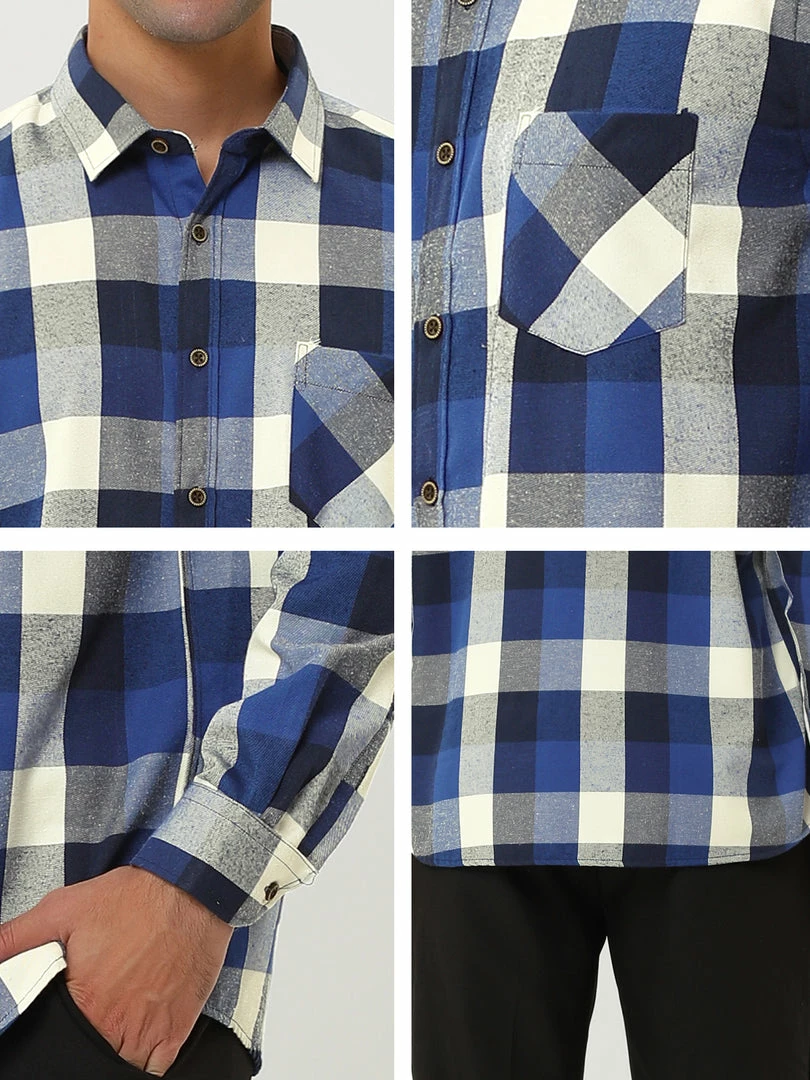 Allegra K Men's Casual Long Sleeve Button Down Plaid Checked Dress Shirts 27 Allegra K Men's Casual Long Sleeve Button Down Plaid Checked Dress Shirts