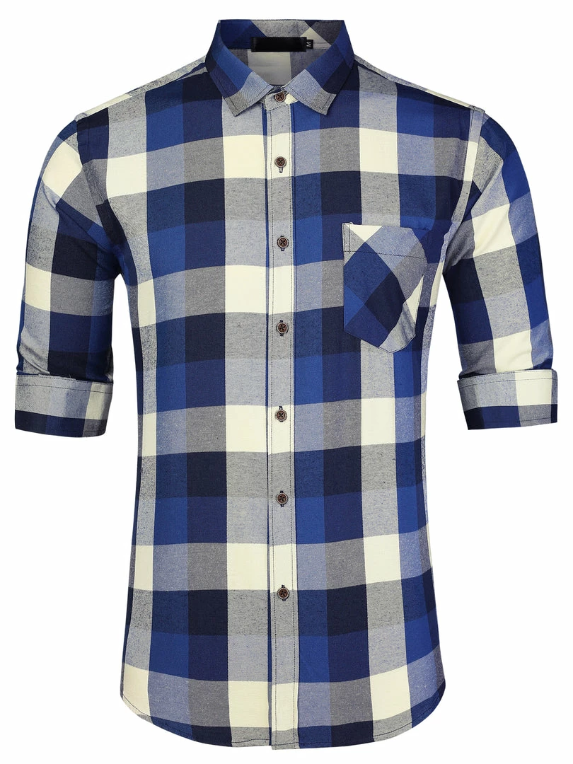 Allegra K Men's Casual Long Sleeve Button Down Plaid Checked Dress Shirts 22 Allegra K Men's Casual Long Sleeve Button Down Plaid Checked Dress Shirts