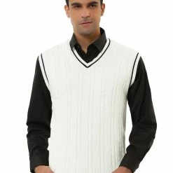 Allegra K Men's Classic Knitted Sleeveless V-Neck Pullover Sweater Vest 59 Allegra K Men's Classic Knitted Sleeveless V-Neck Pullover Sweater Vest