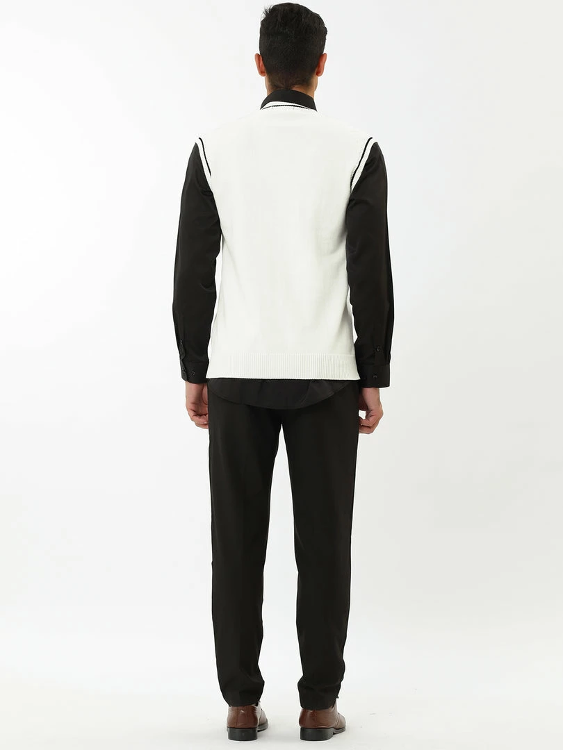 Allegra K Men's Classic Knitted Sleeveless V-Neck Pullover Sweater Vest 32 Allegra K Men's Classic Knitted Sleeveless V-Neck Pullover Sweater Vest