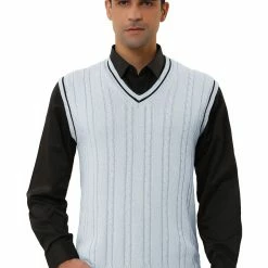 Allegra K Men's Classic Knitted Sleeveless V-Neck Pullover Sweater Vest 53 Allegra K Men's Classic Knitted Sleeveless V-Neck Pullover Sweater Vest