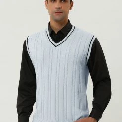 Allegra K Men's Classic Knitted Sleeveless V-Neck Pullover Sweater Vest 54 Allegra K Men's Classic Knitted Sleeveless V-Neck Pullover Sweater Vest