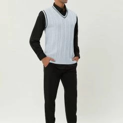 Allegra K Men's Classic Knitted Sleeveless V-Neck Pullover Sweater Vest 55 Allegra K Men's Classic Knitted Sleeveless V-Neck Pullover Sweater Vest