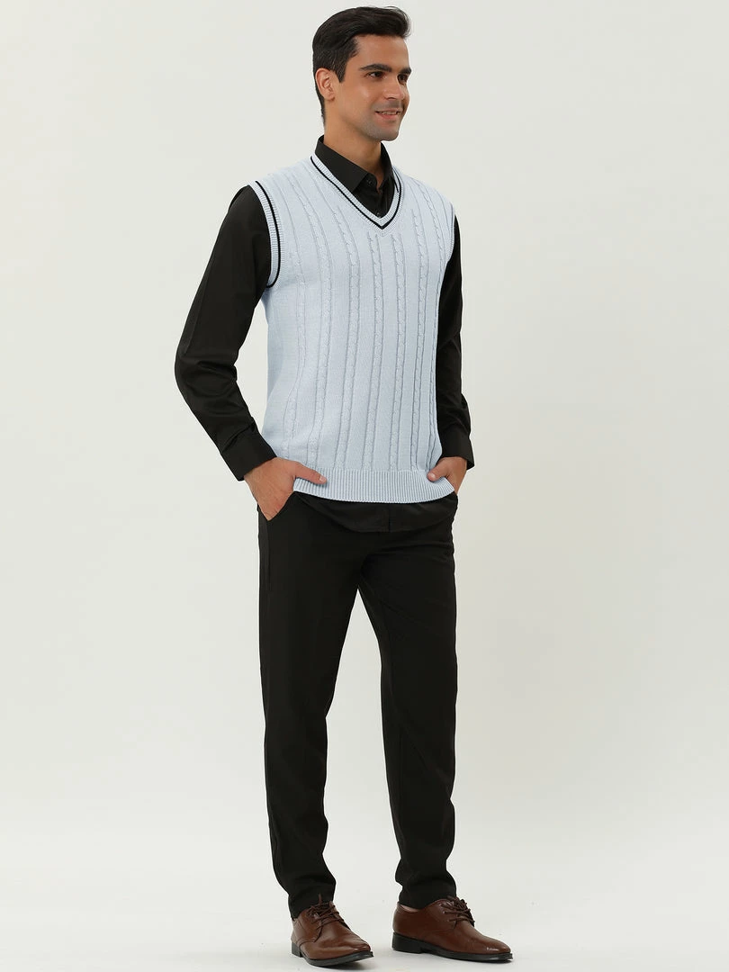Allegra K Men's Classic Knitted Sleeveless V-Neck Pullover Sweater Vest 25 Allegra K Men's Classic Knitted Sleeveless V-Neck Pullover Sweater Vest