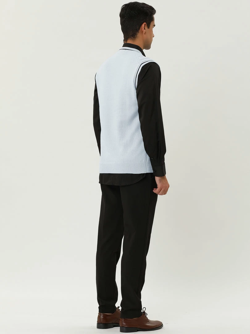 Allegra K Men's Classic Knitted Sleeveless V-Neck Pullover Sweater Vest 26 Allegra K Men's Classic Knitted Sleeveless V-Neck Pullover Sweater Vest