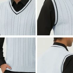 Allegra K Men's Classic Knitted Sleeveless V-Neck Pullover Sweater Vest 57 Allegra K Men's Classic Knitted Sleeveless V-Neck Pullover Sweater Vest