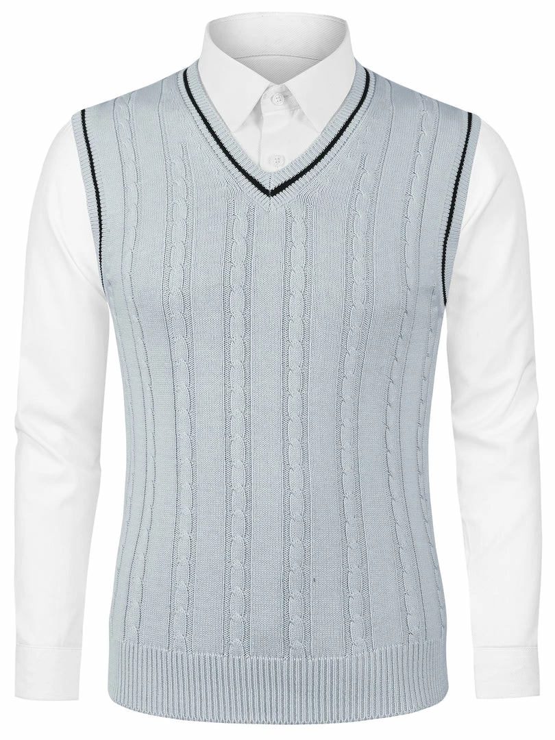 Allegra K Men's Classic Knitted Sleeveless V-Neck Pullover Sweater Vest 22 Allegra K Men's Classic Knitted Sleeveless V-Neck Pullover Sweater Vest