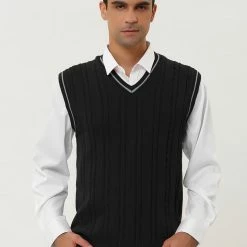 Allegra K Men's Classic Knitted Sleeveless V-Neck Pullover Sweater Vest 48 Allegra K Men's Classic Knitted Sleeveless V-Neck Pullover Sweater Vest