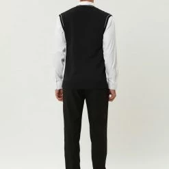 Allegra K Men's Classic Knitted Sleeveless V-Neck Pullover Sweater Vest 50 Allegra K Men's Classic Knitted Sleeveless V-Neck Pullover Sweater Vest