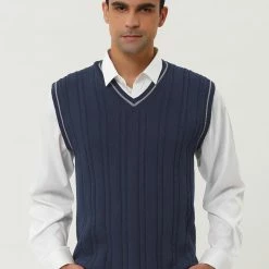 Allegra K Men's Classic Knitted Sleeveless V-Neck Pullover Sweater Vest 41 Allegra K Men's Classic Knitted Sleeveless V-Neck Pullover Sweater Vest
