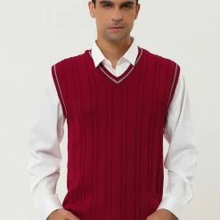 Allegra K Men's Classic Knitted Sleeveless V-Neck Pullover Sweater Vest 36 Allegra K Men's Classic Knitted Sleeveless V-Neck Pullover Sweater Vest
