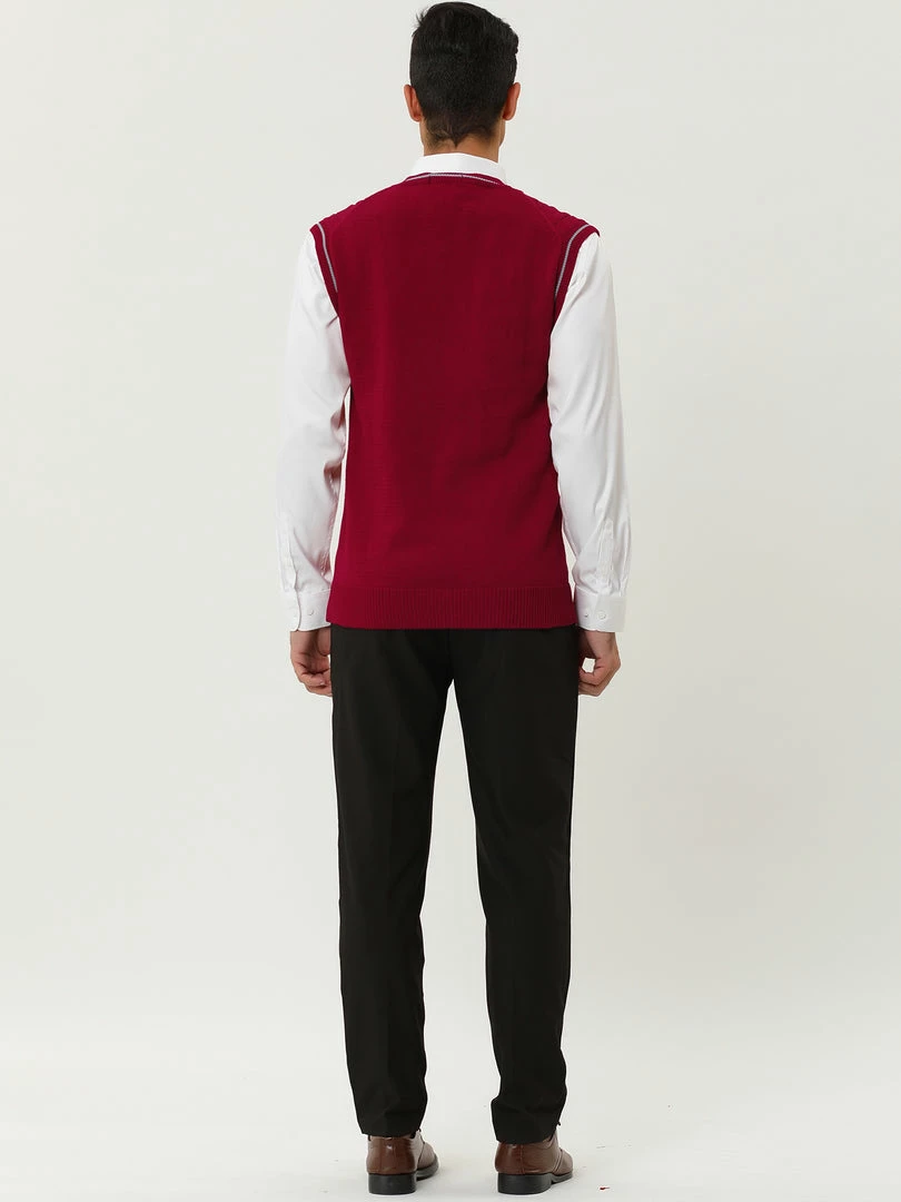 Allegra K Men's Classic Knitted Sleeveless V-Neck Pullover Sweater Vest 8 Allegra K Men's Classic Knitted Sleeveless V-Neck Pullover Sweater Vest