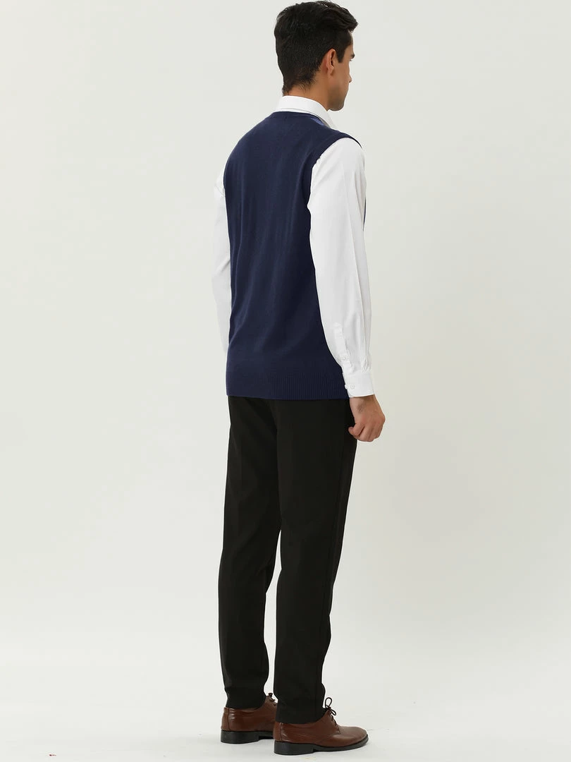 Allegra K Men's Casual Argyle Vest Sweater V Neck Slim Fit Sleeveless Knit Pullover 26 Allegra K Men's Casual Argyle Vest Sweater V Neck Slim Fit Sleeveless Knit Pullover