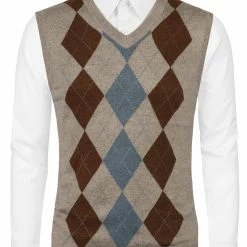 Allegra K Men's Casual Argyle Vest Sweater V Neck Slim Fit Sleeveless Knit Pullover 40 Allegra K Men's Casual Argyle Vest Sweater V Neck Slim Fit Sleeveless Knit Pullover