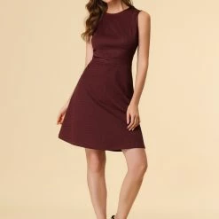 Allegra K Houndstooth Plaid Sleeveless Knit Dress Women 60 Allegra K Houndstooth Plaid Sleeveless Knit Dress Women