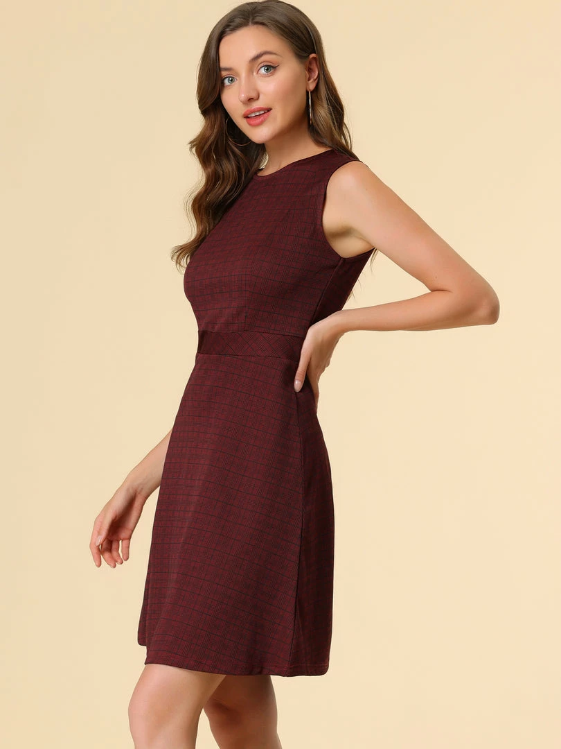 Allegra K Houndstooth Plaid Sleeveless Knit Dress Women 31 Allegra K Houndstooth Plaid Sleeveless Knit Dress Women