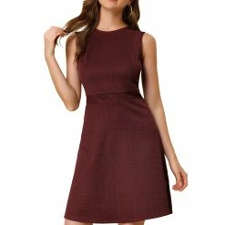 Allegra K Houndstooth Plaid Sleeveless Knit Dress Women 58 Allegra K Houndstooth Plaid Sleeveless Knit Dress Women