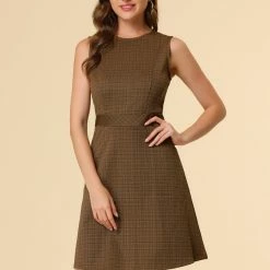 Allegra K Houndstooth Plaid Sleeveless Knit Dress Women 53 Allegra K Houndstooth Plaid Sleeveless Knit Dress Women