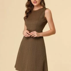Allegra K Houndstooth Plaid Sleeveless Knit Dress Women 55 Allegra K Houndstooth Plaid Sleeveless Knit Dress Women