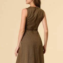 Allegra K Houndstooth Plaid Sleeveless Knit Dress Women 56 Allegra K Houndstooth Plaid Sleeveless Knit Dress Women