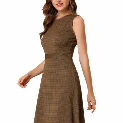 Allegra K Houndstooth Plaid Sleeveless Knit Dress Women 52 Allegra K Houndstooth Plaid Sleeveless Knit Dress Women