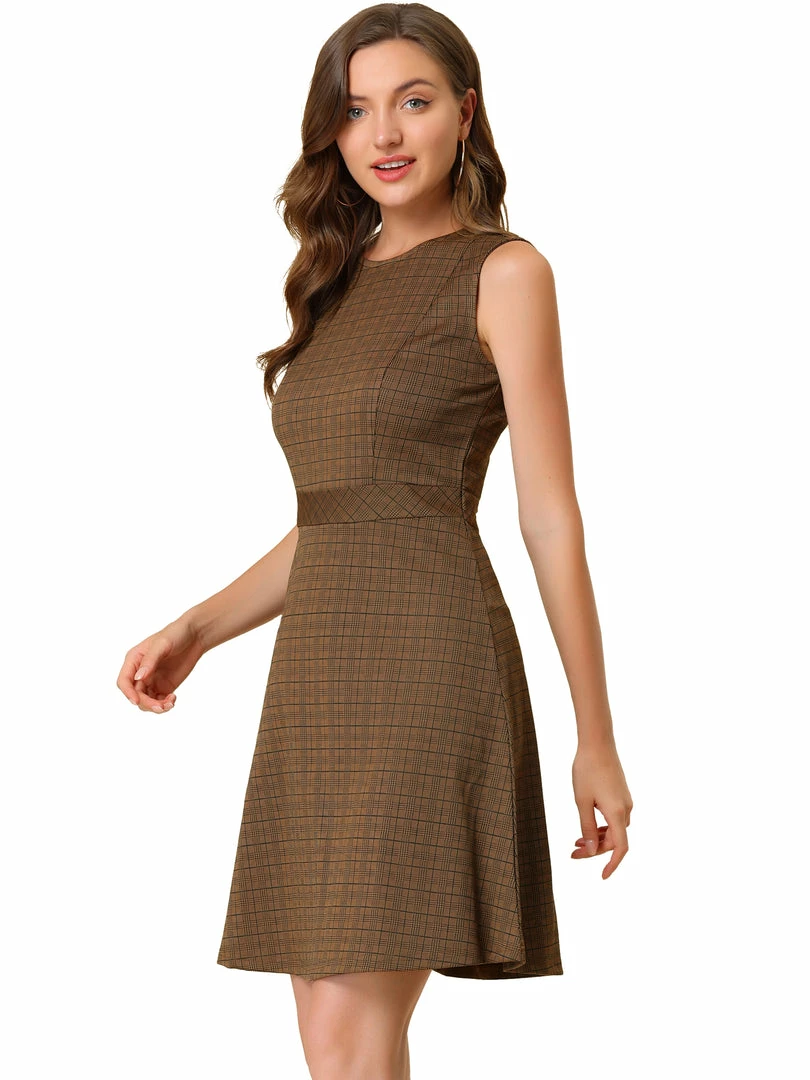 Allegra K Houndstooth Plaid Sleeveless Knit Dress Women 22 Allegra K Houndstooth Plaid Sleeveless Knit Dress Women