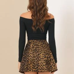 Allegra K Women's Faux Suede Skirts Button Closure High Waist A-Line Pattern Mini Short Skirt