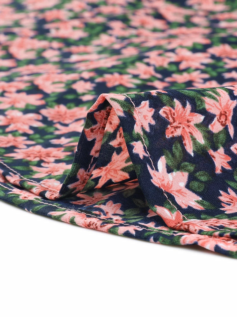 Allegra K Women's Contrast Collar Button Front Vintage Floral Long Sleeve Shirt Dress 9 Allegra K Women's Contrast Collar Button Front Vintage Floral Long Sleeve Shirt Dress