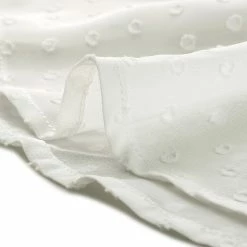 Allegra K Women's Smocked Peplum Crop Top V-Neck Chiffon Ruffle Swiss Dots Blouse