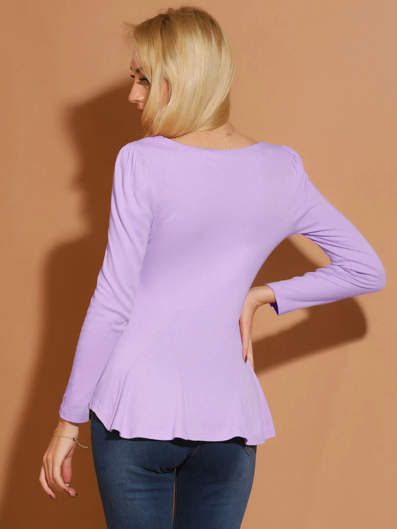 Allegra K Women's Long Sleeves Scoop Neck Casual Peplum Shirt 62 Allegra K Women's Long Sleeves Scoop Neck Casual Peplum Shirt