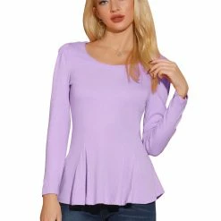 Allegra K Women's Long Sleeves Scoop Neck Casual Peplum Shirt 130 Allegra K Women's Long Sleeves Scoop Neck Casual Peplum Shirt