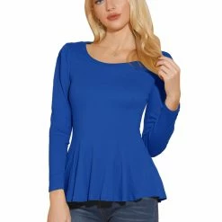 Allegra K Women's Long Sleeves Scoop Neck Casual Peplum Shirt 136 Allegra K Women's Long Sleeves Scoop Neck Casual Peplum Shirt