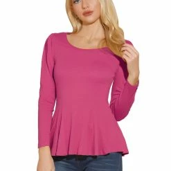 Allegra K Women's Long Sleeves Scoop Neck Casual Peplum Shirt 142 Allegra K Women's Long Sleeves Scoop Neck Casual Peplum Shirt