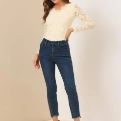 Allegra K Women’s Floral Lace Shirt Top V-Neck Long Sleeve Lace Scalloped Trim Blouse 36 Allegra K Women’s Floral Lace Shirt Top V-Neck Long Sleeve Lace Scalloped Trim Blouse