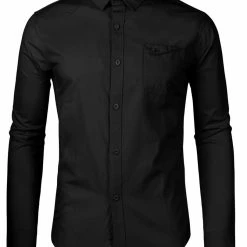 Allegra K Men's Long Sleeves Slim Fit Button Down Cargo Work Shirts With Pocket