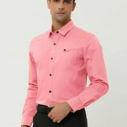 Allegra K Men's Long Sleeves Slim Fit Button Down Cargo Work Shirts With Pocket 35 Allegra K Men's Long Sleeves Slim Fit Button Down Cargo Work Shirts With Pocket