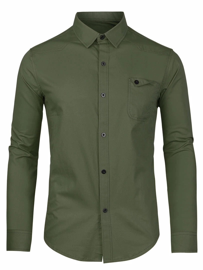 Allegra K Men's Long Sleeves Slim Fit Button Down Cargo Work Shirts With Pocket 9 Allegra K Men's Long Sleeves Slim Fit Button Down Cargo Work Shirts With Pocket