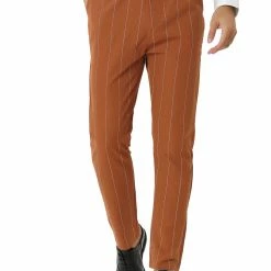 Allegra K Men's Dress Striped Pants Slim Fit Flat Front Business Pencil Trousers With Pockets 22 Allegra K Men's Dress Striped Pants Slim Fit Flat Front Business Pencil Trousers With Pockets