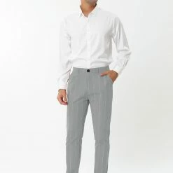 Allegra K Men's Dress Striped Pants Slim Fit Flat Front Business Pencil Trousers With Pockets 18 Allegra K Men's Dress Striped Pants Slim Fit Flat Front Business Pencil Trousers With Pockets