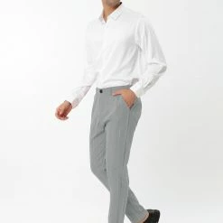 Allegra K Men's Dress Striped Pants Slim Fit Flat Front Business Pencil Trousers With Pockets 19 Allegra K Men's Dress Striped Pants Slim Fit Flat Front Business Pencil Trousers With Pockets