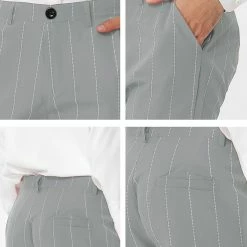 Allegra K Men's Dress Striped Pants Slim Fit Flat Front Business Pencil Trousers With Pockets 21 Allegra K Men's Dress Striped Pants Slim Fit Flat Front Business Pencil Trousers With Pockets