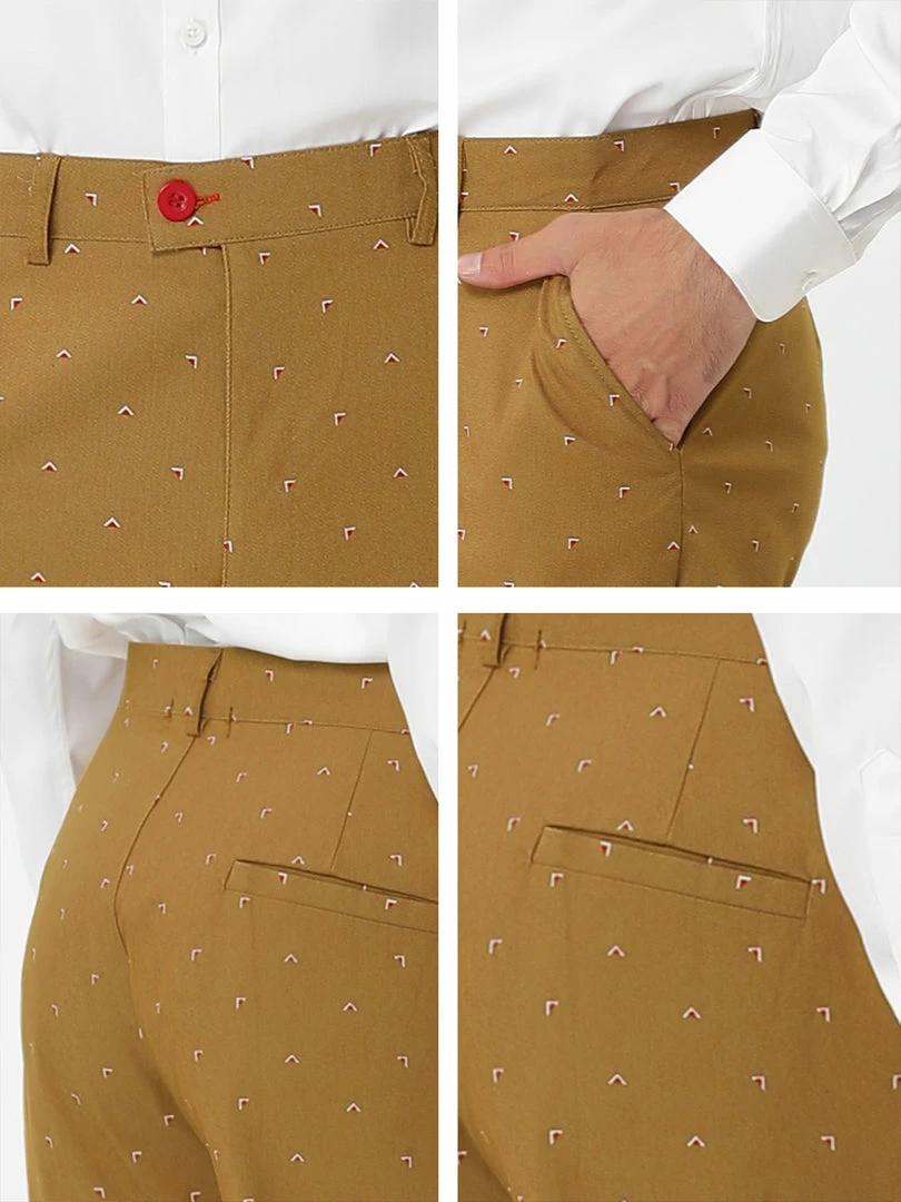 Allegra K Men's Business Trousers Casual Printed Slim Fit Flat Front Chinos Dress Pants 9 Allegra K Men's Business Trousers Casual Printed Slim Fit Flat Front Chinos Dress Pants