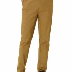 Allegra K Men's Business Trousers Casual Printed Slim Fit Flat Front Chinos Dress Pants