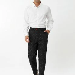 Allegra K Men's Business Trousers Casual Printed Slim Fit Flat Front Chinos Dress Pants 42 Allegra K Men's Business Trousers Casual Printed Slim Fit Flat Front Chinos Dress Pants