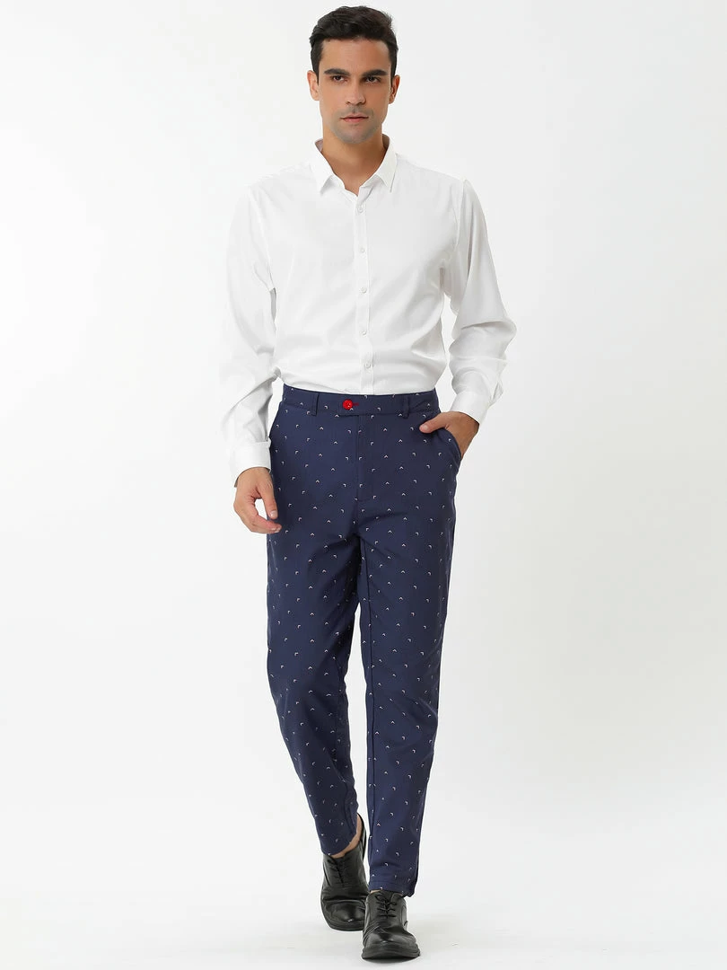 Allegra K Men's Business Trousers Casual Printed Slim Fit Flat Front Chinos Dress Pants 24 Allegra K Men's Business Trousers Casual Printed Slim Fit Flat Front Chinos Dress Pants